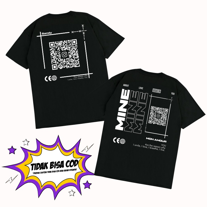 KARIMAKE Kaos T Shirt CUSTOM STREETWEAR SCAN BARCODE PROFILE INSTAGRAM PACAR KALIAN Kaos Distro