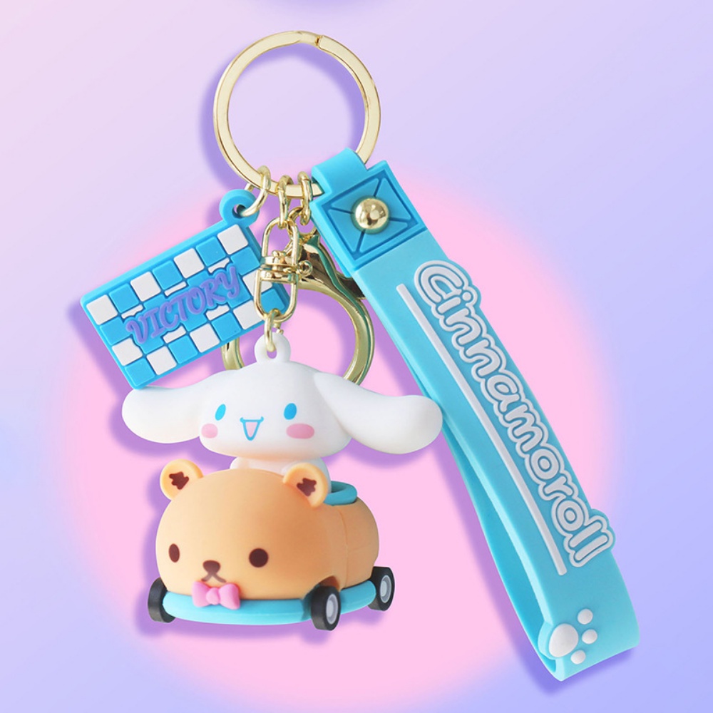 Gantungan Kunci Mobil Kartun Lucu Kuromi Cinnamoroll Boneka Key Ring Sanrio Lovers Tas Liontin Hadiah Teman