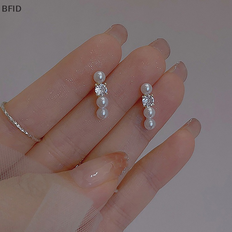 [BFID] 1pasang Anting Tusuk Mutiara Zirkon Ringan Telinga Vintage Untuk Wanita Gaya Korea Fashion Ear Stud Pesta Perhiasan Natal [ID]