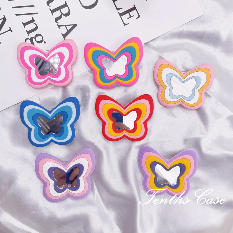 Butterfly Mirror Holder Teleskopik Desktop Lazy Ring Buckle Airbag Bracket INS Simple Phone Holder Untuk iPhone Android Phone Case