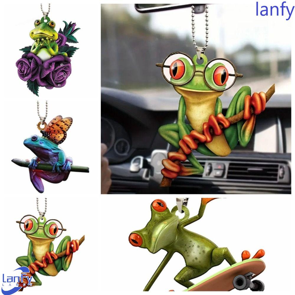 Lanfy Kodok Mobil Ornamen Mobil Dekorasi Rumah Lucu Auto Gantung Liontin Kodok Ransel Keyring Kodok Hijau Akrilik Frog Hanging Ornament Untuk Dekorasi Interior Kendaraan