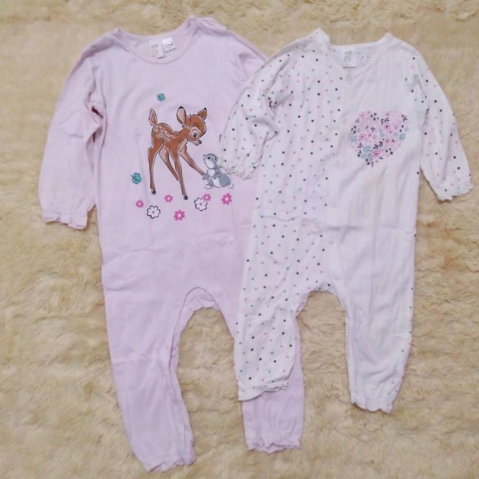 SET BAJU JUMPER SLEEPSUIT H&M ANAK BAYI BABY KIDS GIRL CEWEK PEREMPUAN SIZE PINK