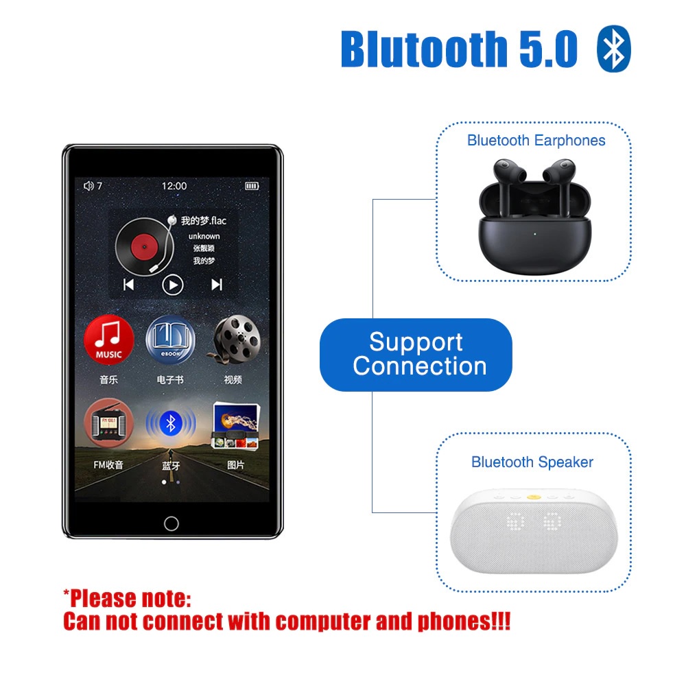 AKN88 - RUIZU H1 32GB MP3 MP4 Audio Video Player Bluetooth HQ SQ FM FLAC