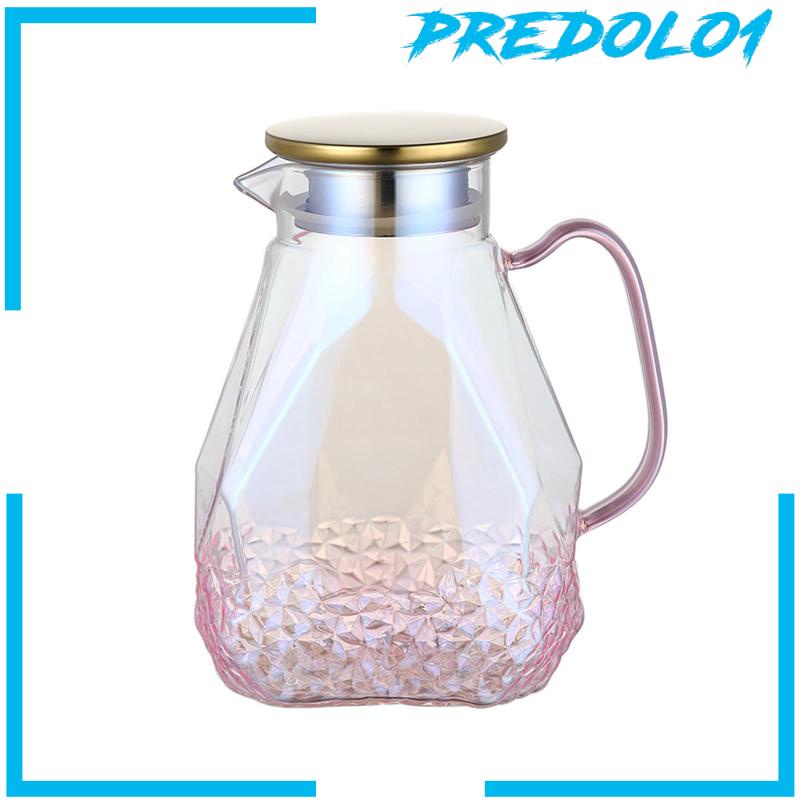 [Predolo1] Teko Kaca Botol Air Mudah Bersih Dengan Tutup Untuk Liburan Restoran Samping Tempat Tidur