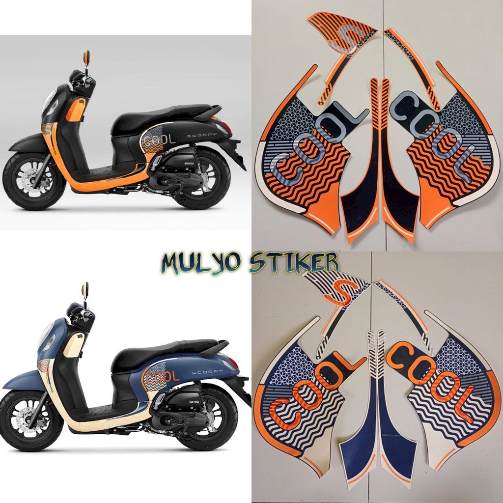 STRIPING STICKER LIS LES POLET Honda Scoopy 2021 2022 sporty fashion hitam black blue biru cream coo