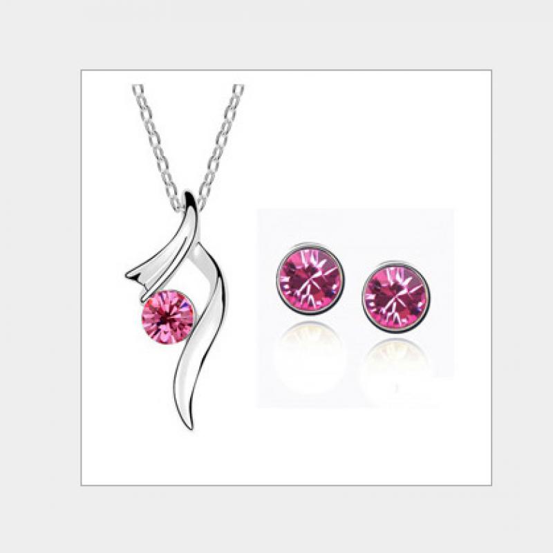 [FRA] Set Perhiasan Fashion Kristal Berlian Tunggal Kalung Anting Serbaguna Diamond Jewelry