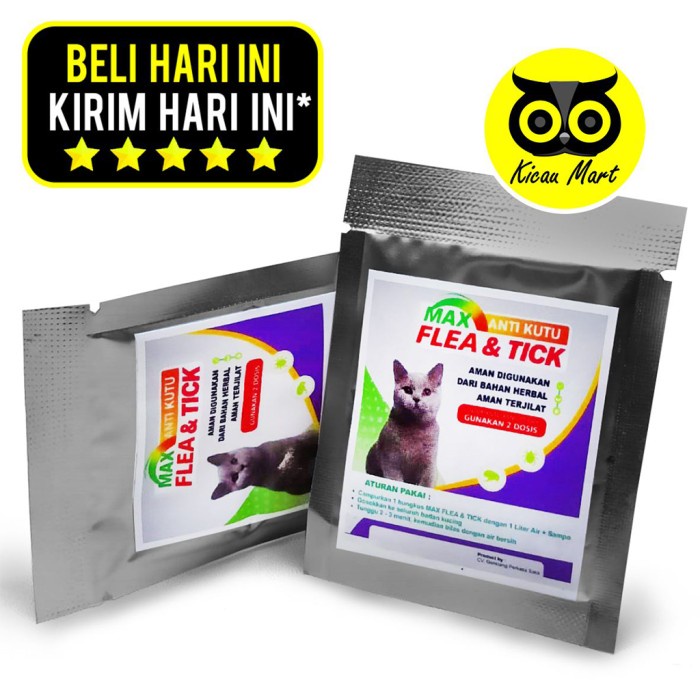 Obat Anti Kutu Jamur Gatal Scabies Kucing Cat Kitten Adult Max Anti Kutu Flea &amp; Tick 10gr Serbuk Bubuk Obat Anti Kutu