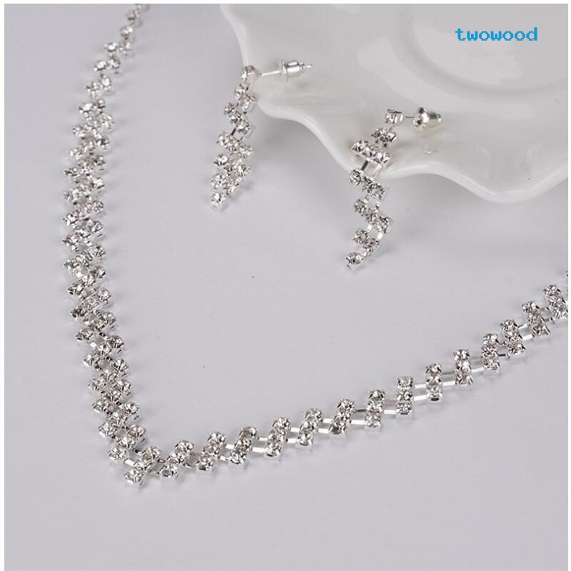 Twowood Rhinestone Set Chain Rantai Pengantin Set Perhiasan