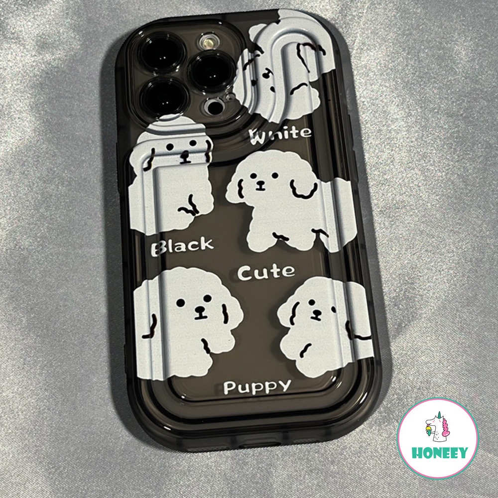 Indah Kartun Puppy Holder Phone Case Kompatibel Untuk iPhone 14 Pro Max13 11 12 Pro Max Case iPhone 11xr Bening Airbag Shockproof Cover Pelindung