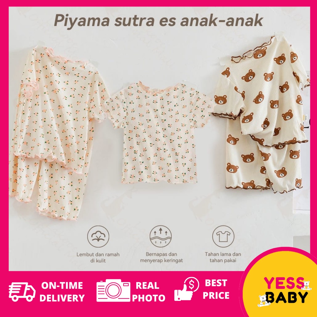 YESSBABY Piyama COCOBEAR Anak Perempuan/Baju Rumah Lengan Pendek Anak/baju tidur anak Baju tidur usia 1-7tahun