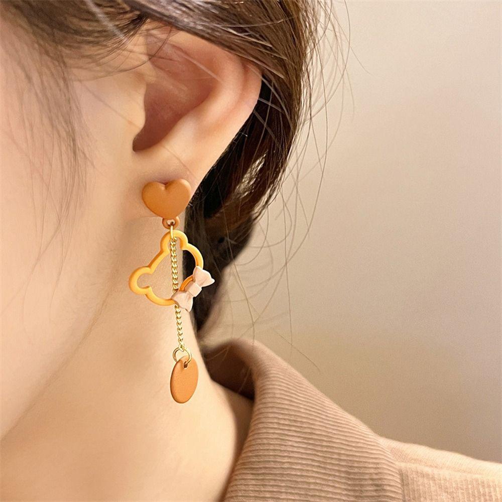 Mxbeauty Anting Drop Wanita Jamur Manis Rumbai Panjang Mutiara Imitasi Beruang Ruang Berlian Imitasi Alloy Gaya Korea Anting Untuk Perhiasan Fashion