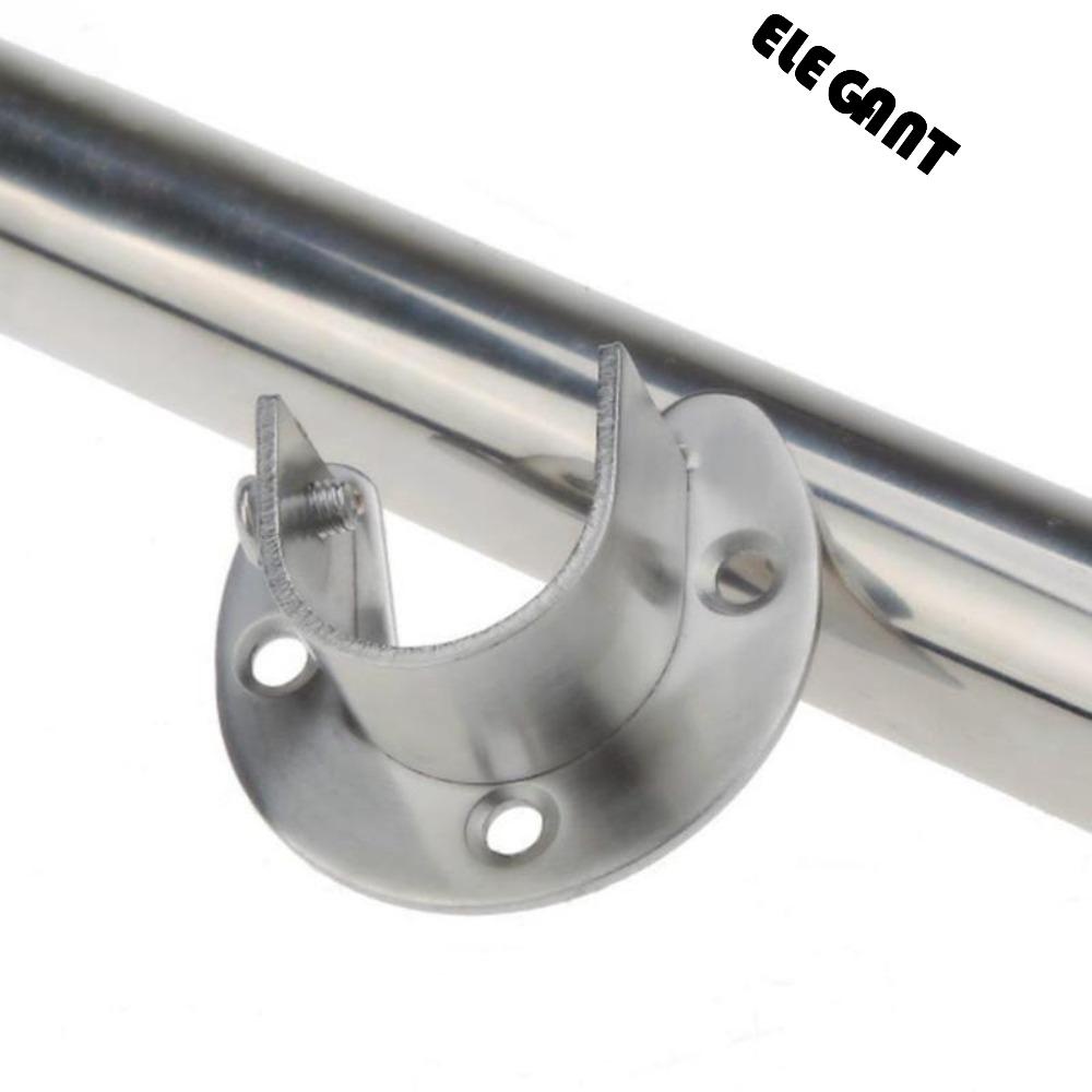 [Elegan] Batang Holder Silver Tahan Lama Heavy Duty Wardrobe Bracket U-Shaped Flange Rod Holder