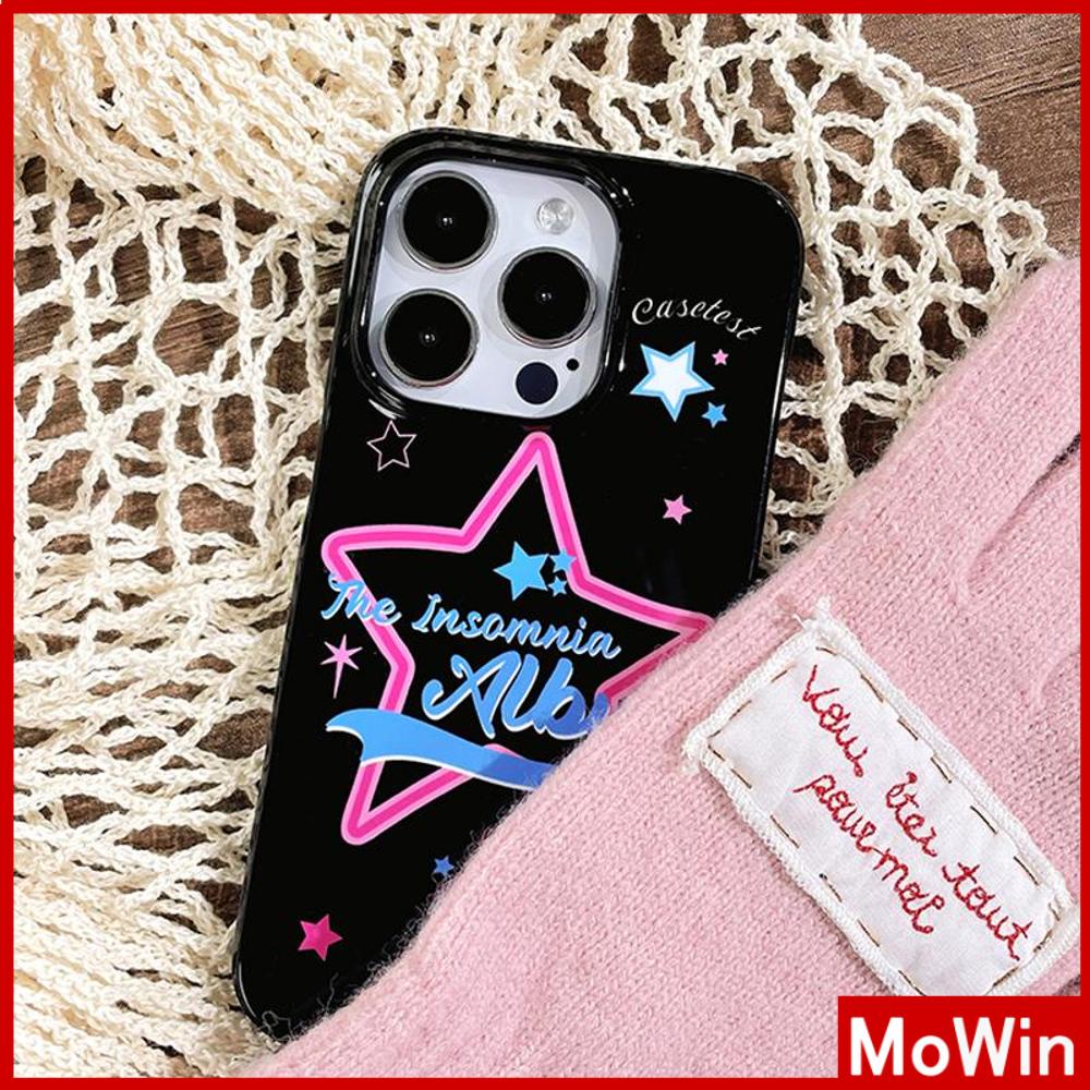 Case iPhone 14 Pro max iPhone Case Hitam Glossy TPU Soft Shell Tahan Guncangan Perlindungan Kamera Bintang Sederhana Kompatibel dengan iPhone 13 Pro max 12 Pro Max 11 xr xs max 7Plus 8Plus
