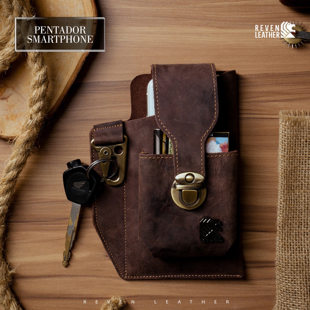Win Leather - Pentador Phone Bag Pria Kulit Sapi Asli tempat hp anti air tas pinggang hp pria tempat