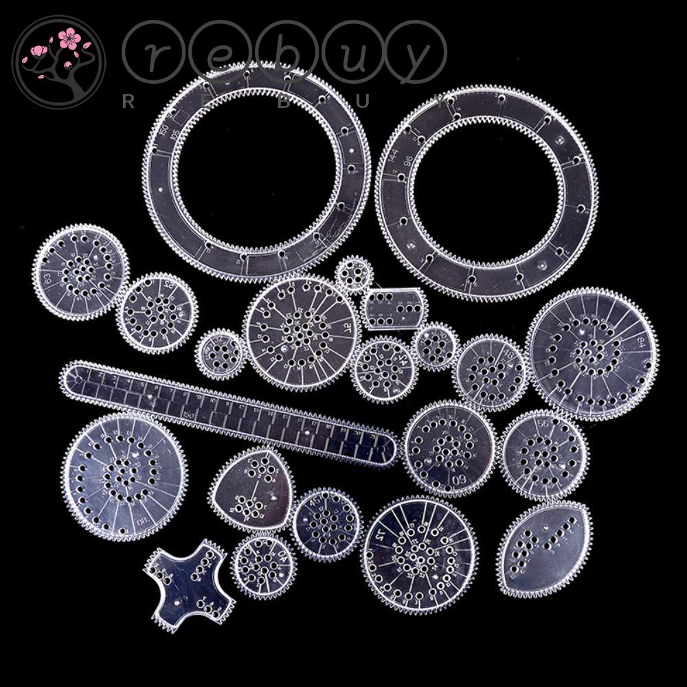 REBUY Rebuy Spirograph Drawing Toys Set Lucu Menggambar Aksesoris Interlocking Gears Wheels Geometric Ruler Toy Desain Spiral Roda Edukasi Menggambar Mainan Roda Drawing Tools