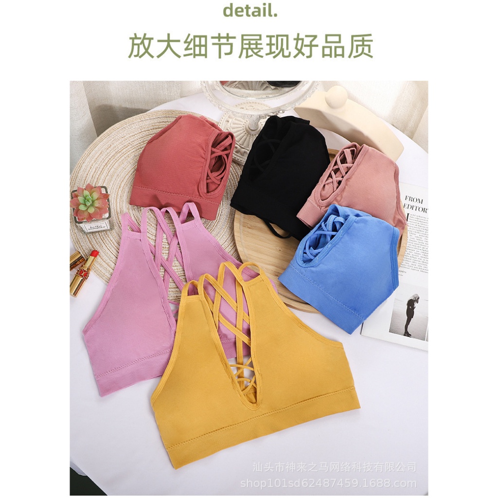 SS Bra Wanita Tanpa Kawat 6830 BH Sport Push Up InStyle Senam Zumba Jogging Yoga Busa Tebal Crop Top Ala Korea Pakaian Dalam Wanita Bra Fashion Tali Silang Kecil Cup Murah Import