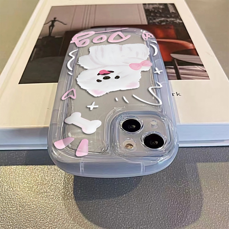 IPHONE Casing Ponsel Lembut Anjing Lucu Kompatibel Untuk Iphone14 12 13 11 Pro XS Max Casing XR X 8+ 7plus TPU Shockproof Transparan Cover Silikon