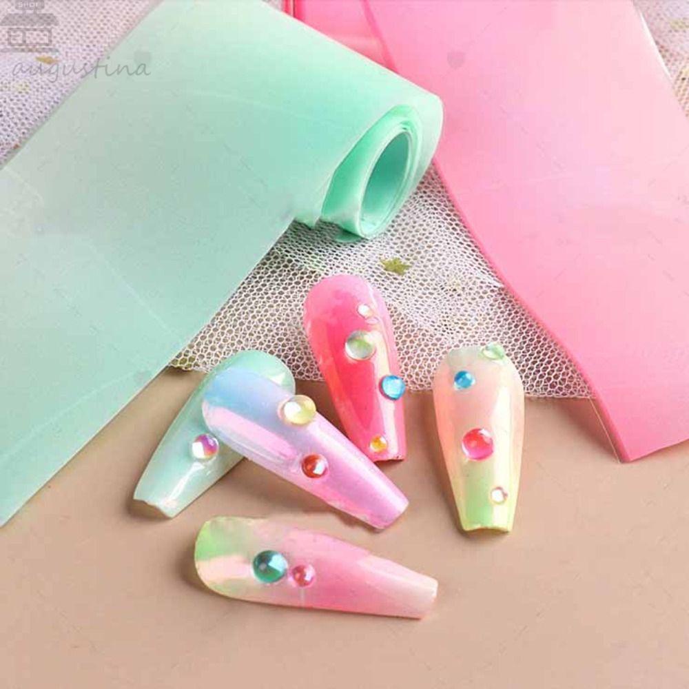 AUGUSTINA Agustinina Kertas Transfer Kuku DIY Candy Color Fluorescent Color Nail Art Dekorasi