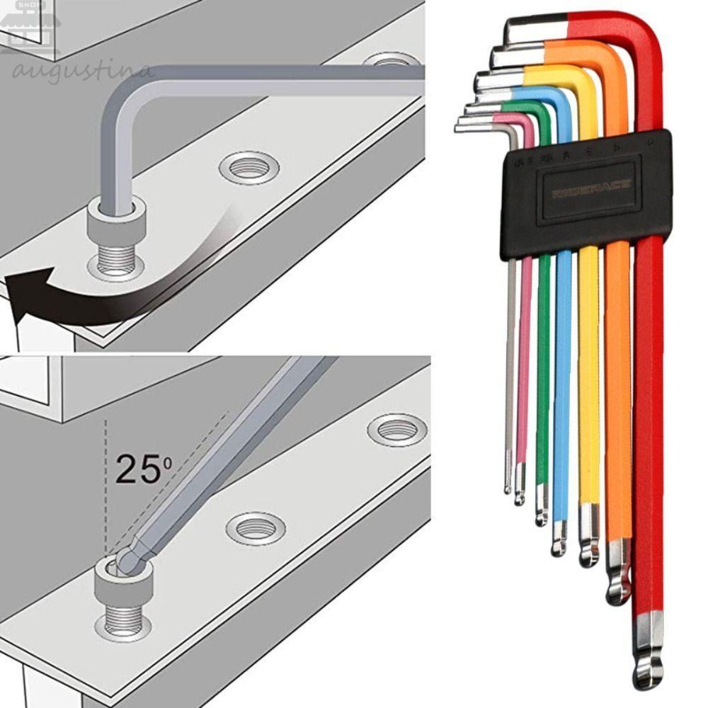 AUGUSTINA Kunci Allen Set Multi ToolSet Pembukaan Bola Datar Lengan Panjang Kunci Pas Untuk Sekrup Allen Hexagon Spanner Wrench Set Untuk Reparasi Sepeda Hand Tools Wera Wrench