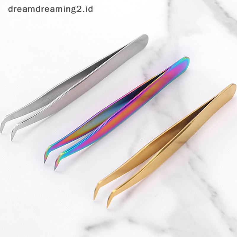 (drea) Profesional Stainless Steel Fake Eyelashes Tweezer Extension Alat Bulu Mata //