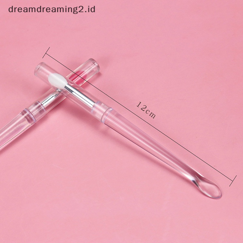 (drea) 1pc Lip Gloss Aplikator Kuas Bibir Silikon Dengan Tutup Debu Brush Makeup //