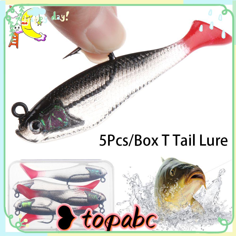 TOP 5pcs /Box Lure 9.5g /80mm Perlengkapan Ikan T Ekor Memimpin Ikan Swimbait