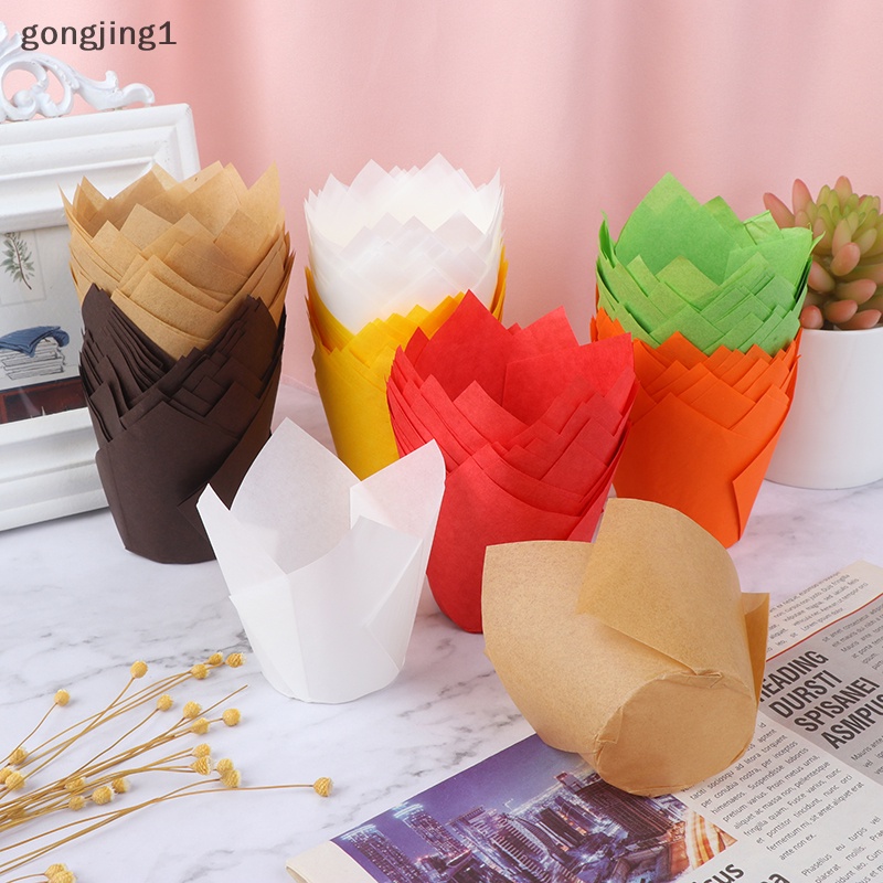 Ggg 50Pcs Cupcake Wrapper Liners Muffin Tulip Case Kue Kertas Baking Cup Decor ID