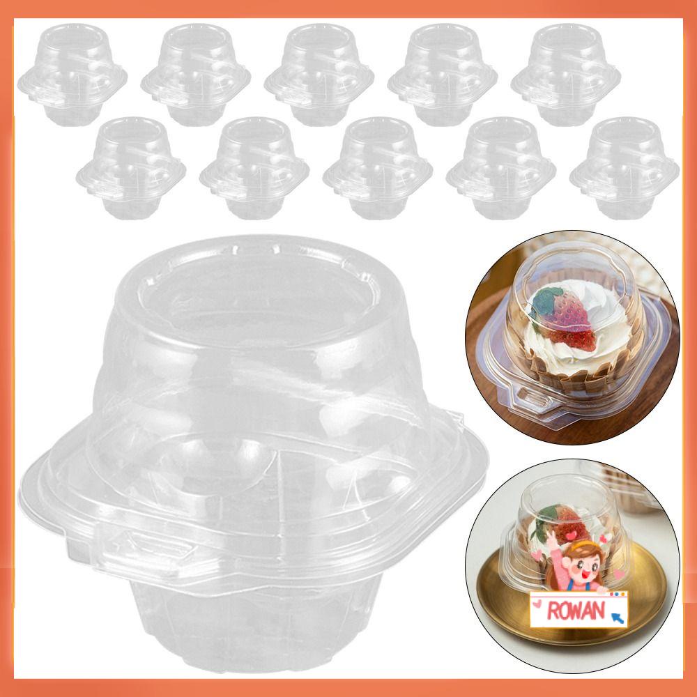 R-FLOWER 10pcs Kertas Cup Kue Kemasan Transparan Mid-Autumn Single Grain Perlengkapan Pesta Dessert Packaging