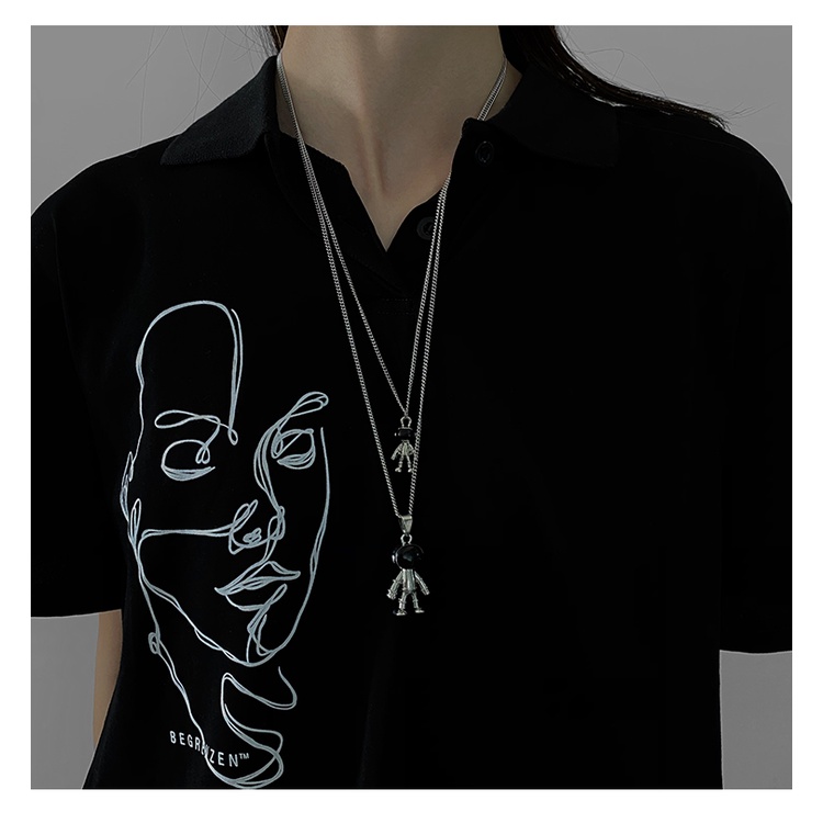 Ins Style Spaceman Pendant Kalung Perempuan Tuku Astronot Keren Hip Hop Disc Unik All-Match Liontin Sweatshirt Rantai