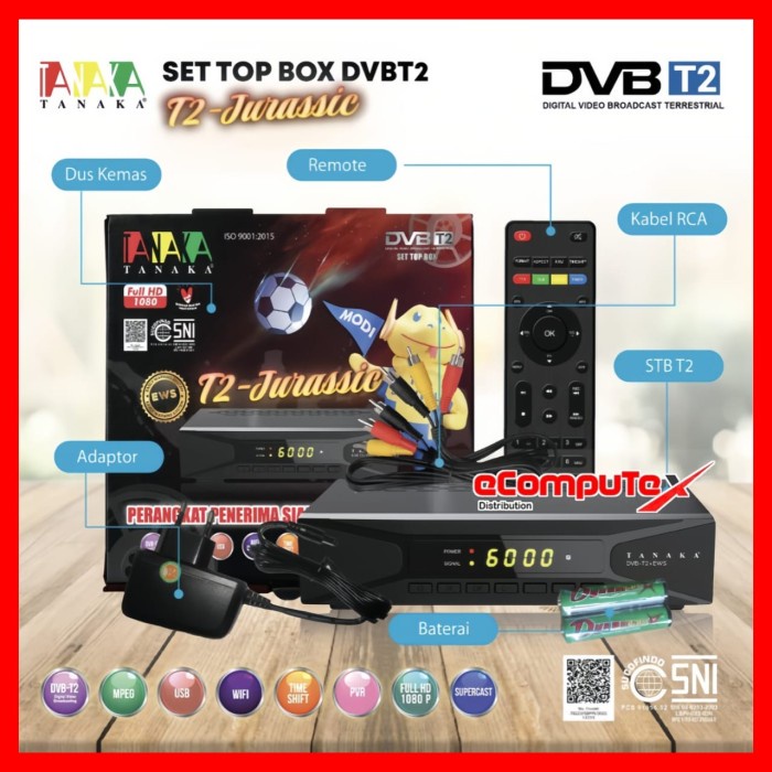 SET TOP BOX TV DIGITAL RECEIVER STB TANAKA JURASSIC DVB-T2 IPTV WIFI