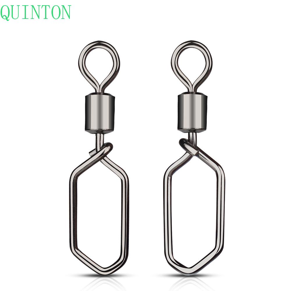 QUINTON Hook Snap Pin Kekuatan Tinggi Stainless Steel Tahan Korosi Barel Putar Umpan Kait Rolling Swivel Link Interlock Snap