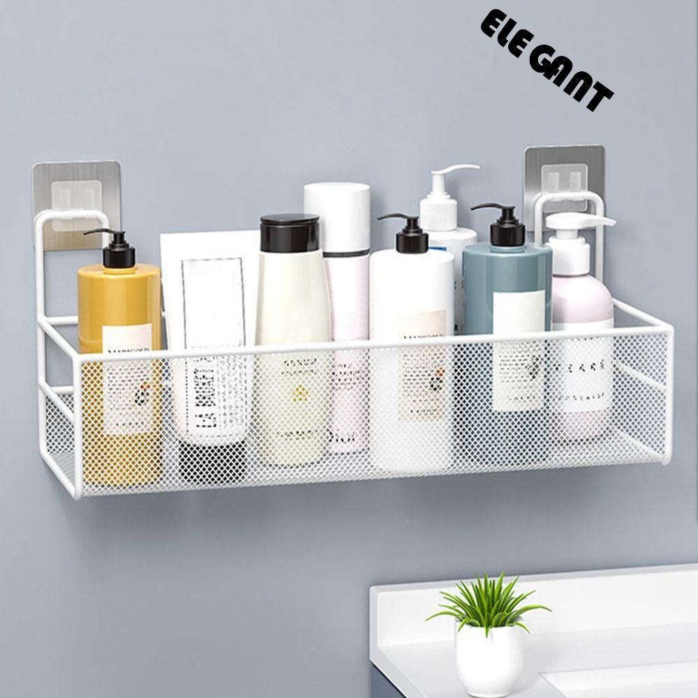 【 ELEGANT 】 Rak Kamar Mandi Serbaguna Kapasitas Besar Wastafel No Trace Sticky No Punching Toilet Bathroom Storage Aksesoris Dapur