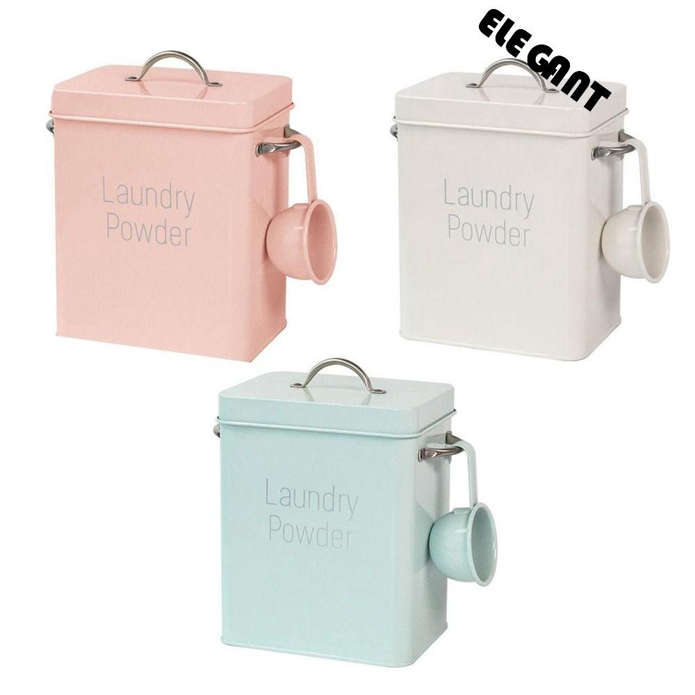 【 ELEGANT 】 Kotak Bubuk Cuci Ringan Kapasitas Besar Tin Box Removable Food Grain Rice Storage Tutup Kedap Udara Wadah Laundry Anti Karat