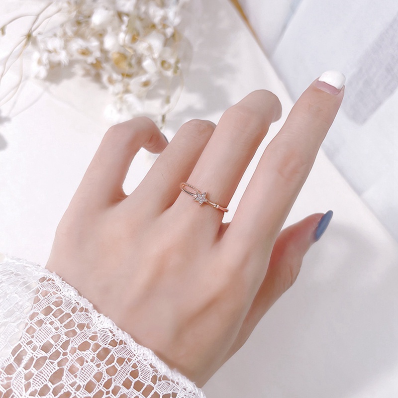 Cincin Bintang Korea Pembukaan Dapat Disesuaikan Ring Ins Fashion Rings Untuk Hadiah Wanita Gadis