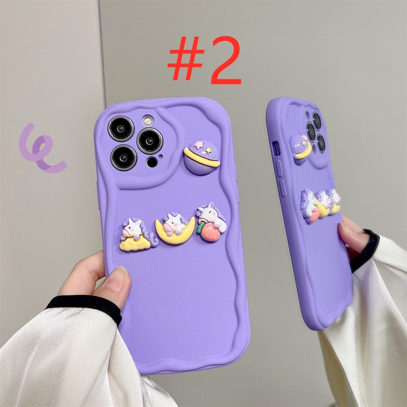 Macaron Purple Wave Astronaut Bunny Doll Soft Silicon Case HP iP iPhone 6 6S 7 8 14 + Plus SE 2020 2022 X XS XR 11 12 13 Pro Max Girl Woman Casing