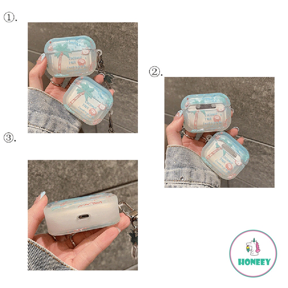 Casing Earphone Pohon Kelapa Kucing Yang Indah Untuk Airpods Pro2 Airpods1 2 3kotak Pengisian Bluetooth Pelindung Earphone Case Cover