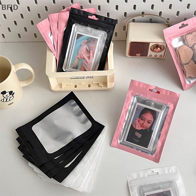 [BFID] 10pcs Card Photocard Storage Bag Warna Matte Transparan Ziplock Bag Gift Packaging Bag Stiker Kantong Kemasan Lengan Kartu [ID]