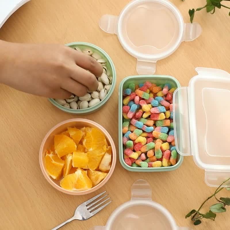 Mini Round Food Storage Jar/ Portable Plastic Lunch Box With Lid/ Kitchen Refrigerator FreshKeeping Case