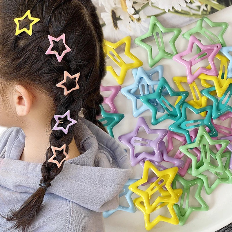 Jepit Rambut Aksesoris Rambut Logam Warna Permen Snap Hair Pin 2Pcs Korean INS Style Anak Hair Clip Gadis Lucu Ponytail Holder Y2K Hiasan Kepala BB Jepit