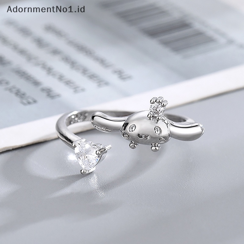 [AdornmentNo1] Manis telinga besar anjing cinta hati cincin berlian Fashion wanita pembukaan perhiasan jari Rings