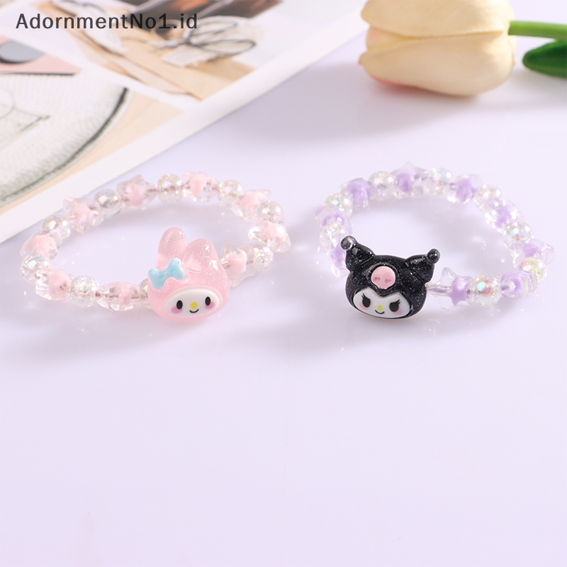 [AdornmentNo1] Cinnamoroll Kuromi My Melody kartun lucu kristal pasangan gelang Anime mainan untuk gadis hadiah ulang tahun