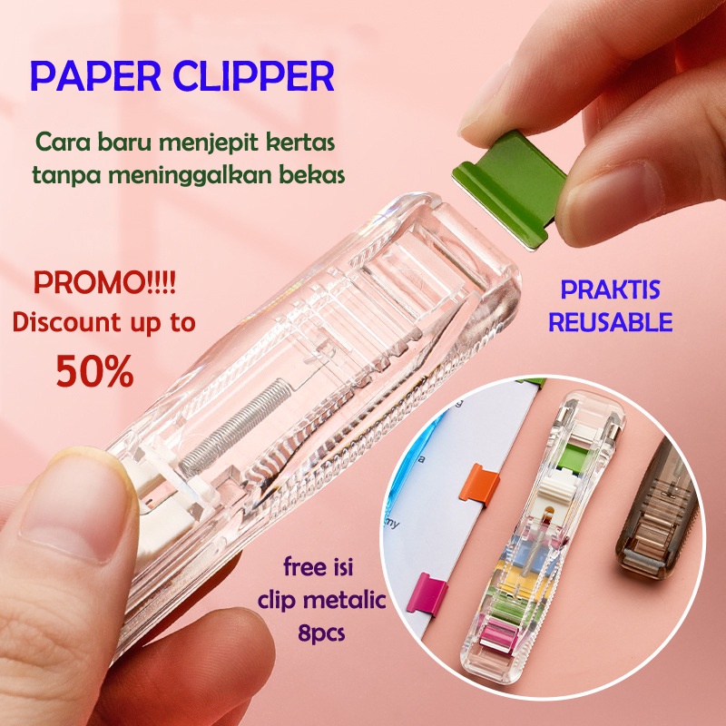 Bona Paper Clipper Portable Penjepit Kertas Dokumen Pengganti stapler