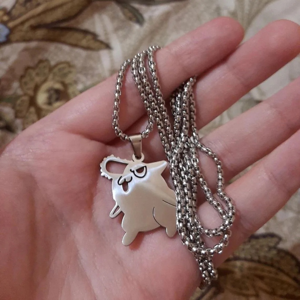 Hadiah Untuk Wanita Baja Titanium Kalung Rantai Kalung Perhiasan Aksesoris Kartun Anime Klavikula Kalung Pemburu Setan Denji Cosplay Liontin Kalung Chainsaw Man Trend