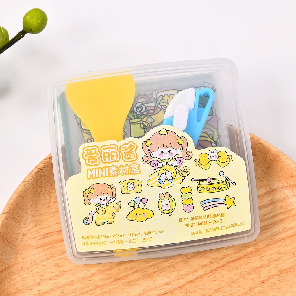 PAKET STIKER DAN PINSET STIKER BOX SET MINI PERALATAN JURNALING MOMO KARTUN LUCU UNIIK IMUT DISTRICT BEAUTY