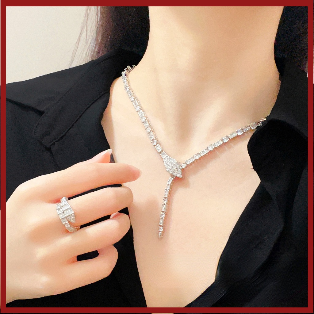 Platinum Snake -Berbentuk Kalung Berlian Berbentuk M3594