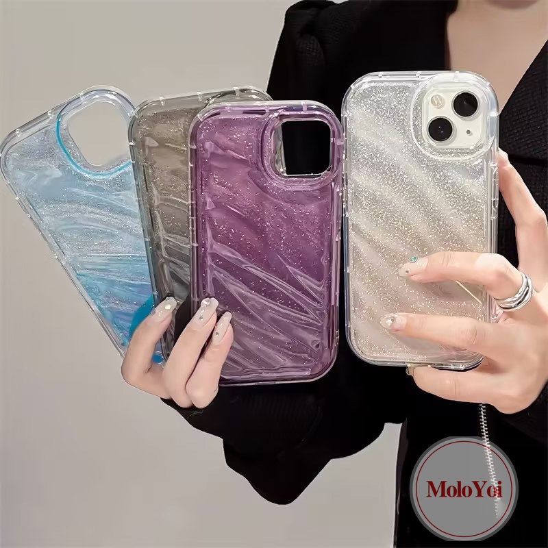 Fantasy Gradient Color Starry Sky Case Compatible For IPhone 11 13 12 14 Pro Max XR XS X MAX 7Plus 6 6S 8 7 Plus SE 2020 Bling Laser Card 3D Stereo Corrugation Pattern Soft Cover