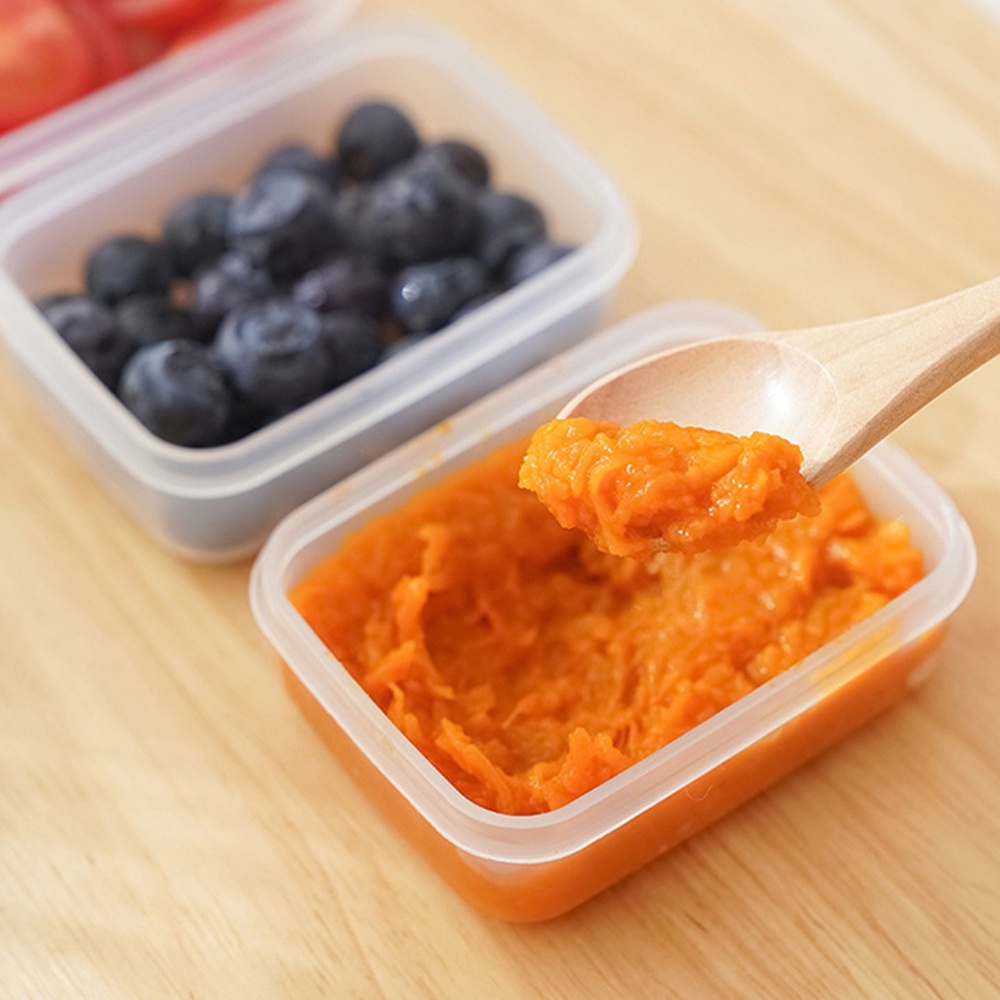 ღ Kotak Pemelihara Segar Kotak Tertutup Mini Kotak Makanan Tambahan Bayi Food Grade Jam Sub-Kemasan Kotak Sayuran Buah Penyelenggara Pemelihara Segar