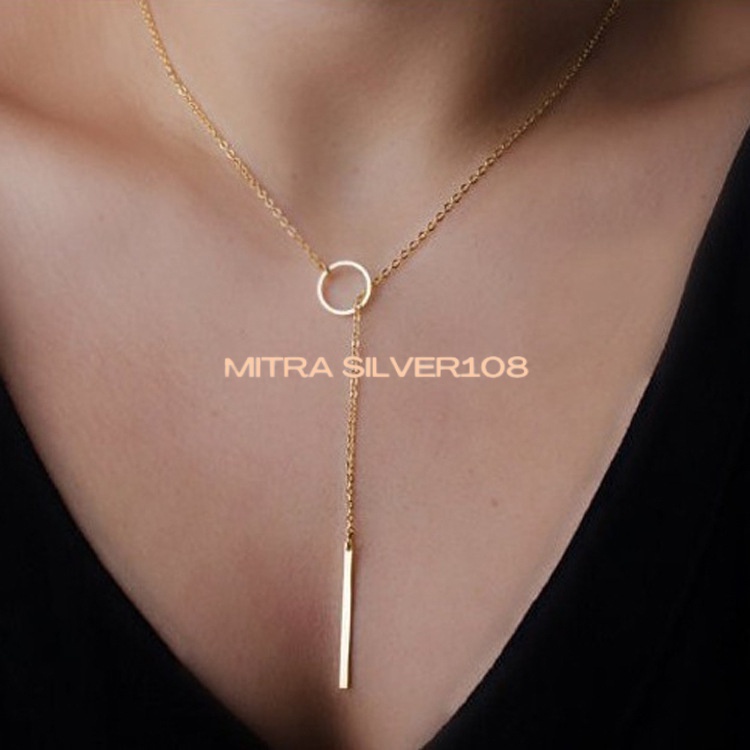Kalung Rantai Panjang Wanita Fashion Korea Sederhana Simple Lingkaran Logam Paragraf Pendek Gaya Eropa Warna Gold Silver Necklace Aksesoris Impor NL 06