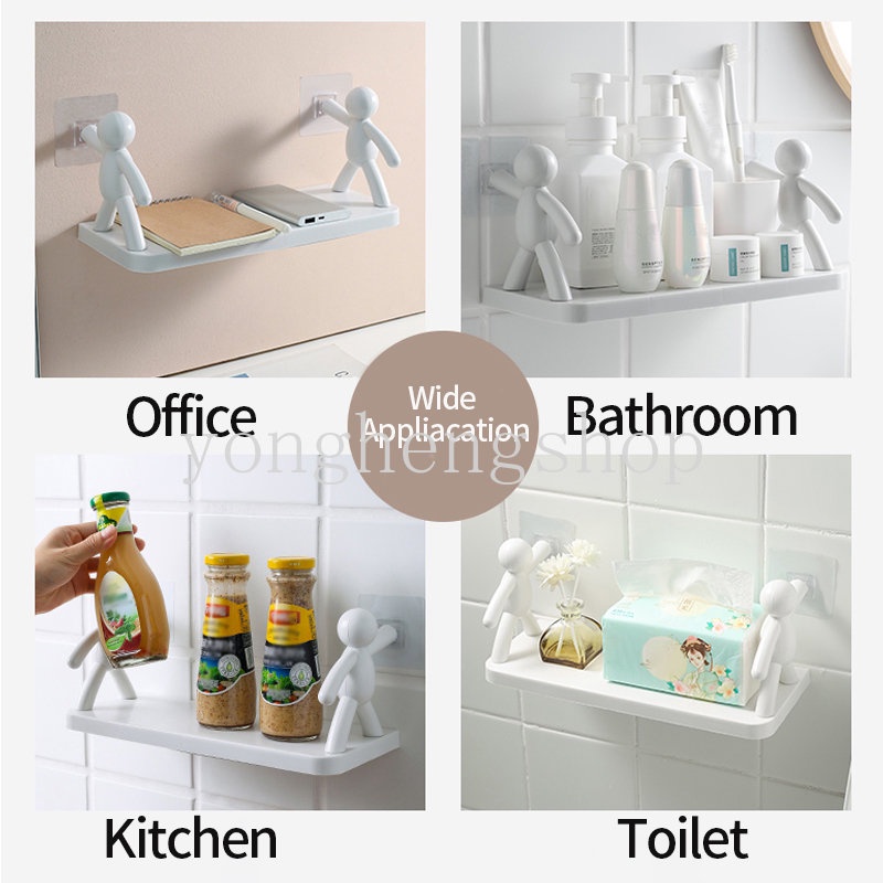 Kreatif Rak Penyimpanan Yang Dipasang Di Dinding Self-adhesive Serba Serbi Stand Holder Rak Penyimpanan Kosmetik Kamar Mandi Sabun Shampoo Organizer Bumbu Dapur Toples Rak