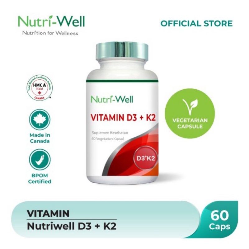 (PROMO) Nutriwell Vitamin D3 5000 IU + K2 60 Kapsul D3K2 5000iu